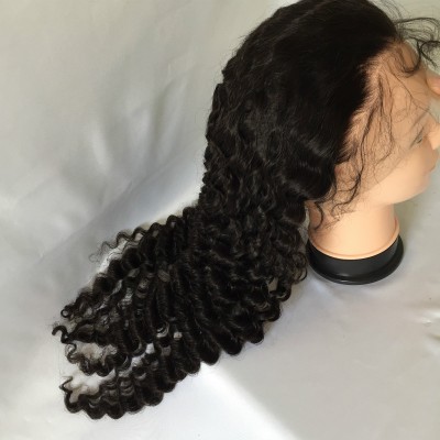 HOT ! cuticle aligned virgin human hair 24inch 130%  deep wave 360 lace wig